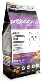 Probalance GOURMET DIET с говядиной и кроликом для взрослых кошек, 10 кг